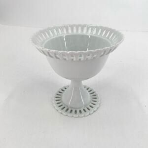 White compote candy dish pedestal bowl I. Godinger & Co